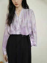 Load image into Gallery viewer, French Style Tie Dye V Neck Chiffon Blouse
