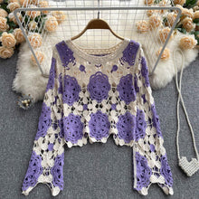 Load image into Gallery viewer, Oversized Crochet Long Sleeve Knit Top
