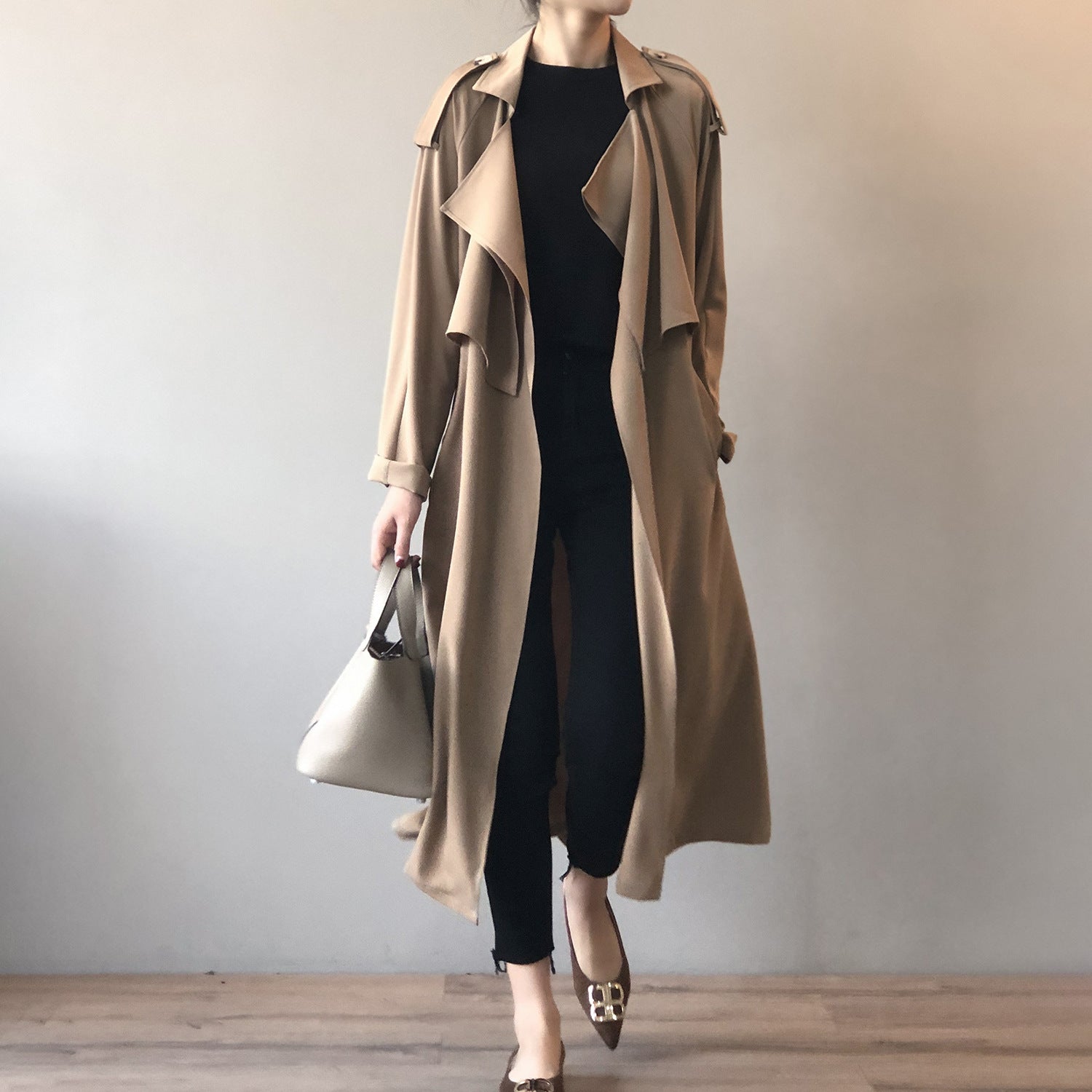 2023 Spring Elegant Long Vintage Oversized Trench Coat Jasmine