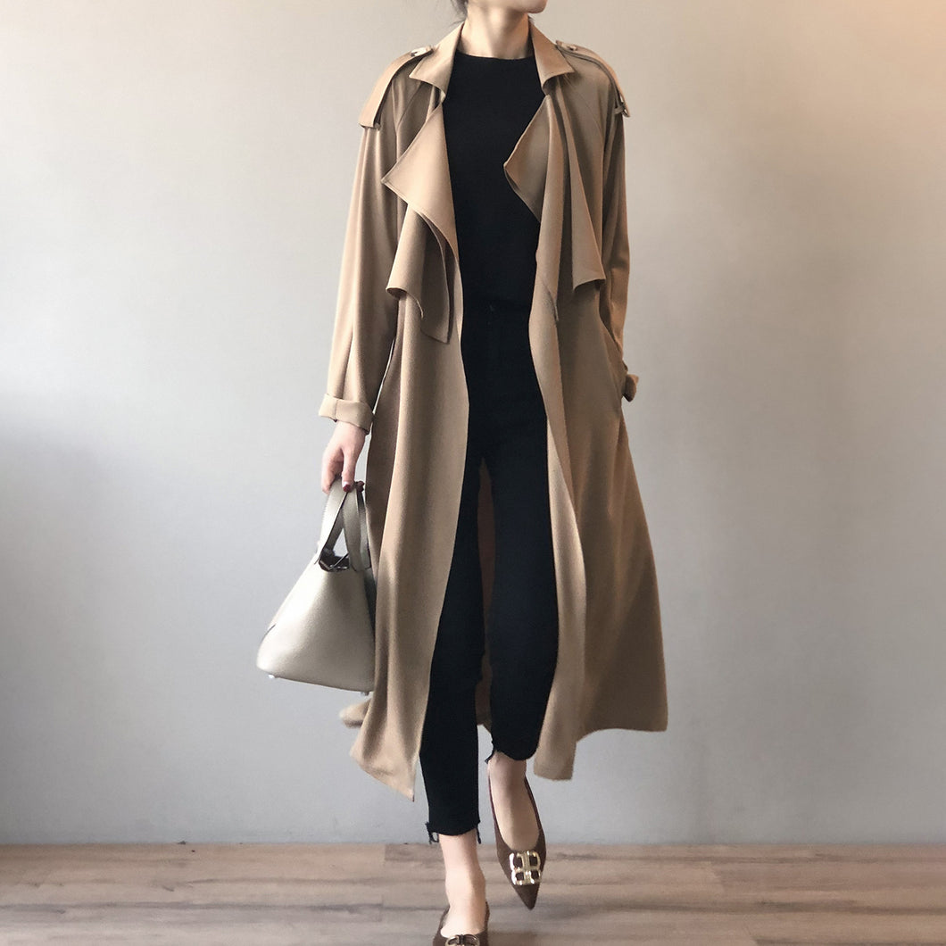 2023 Spring Elegant Long Vintage Oversized Trench Coat Jasmine