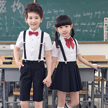 画像をギャラリービューアに読み込む, 子供の日パフォーマンススーツ ジュニア小学校制服 女の子 男の子 サスペンダー ズボン スカート セット
