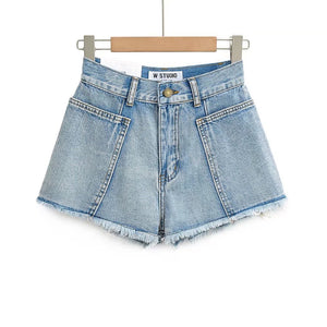 4 Colorway Raw Finish Big Pocket Denim Shorts