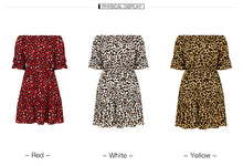 Laden Sie das Bild in den Galerie-Viewer, Off Shoulder Half Sleeve Leopard Mini Dress
