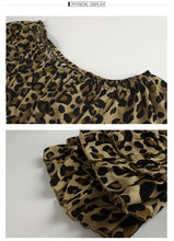 Laden Sie das Bild in den Galerie-Viewer, Off Shoulder Half Sleeve Leopard Mini Dress
