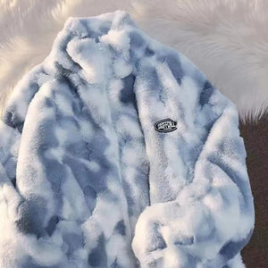 Winter New Design Tie Dye Oversized Unisex Shearling Jacket