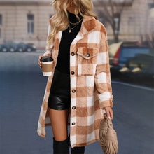 Load image into Gallery viewer, Women Autumn Winter New Design Casual Faux Shearling Midi Long Plaid Shirt Coats

