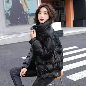 Woman Autumn Winter Wash Free Thick Short Padded Puffy Coat