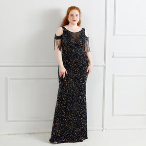 3XL/4XL Long Sequin Plus Size Performance Banquet Evening Dress