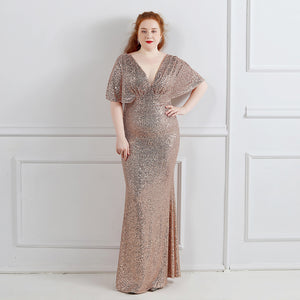 XXXL/XXXXL ロング スパンコール スーパープラスサイズ パフォーマンス バンケット イブニング ドレス