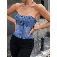 Charger l&#39;image dans la galerie, Casual Trendy Tube Bustier Sexy Backless Denim Cami Top
