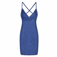 Laden Sie das Bild in den Galerie-Viewer, Sexy Spaghetti Backless Denim Bodycon Mini Dress
