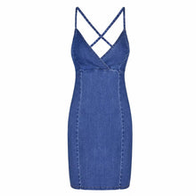 Load image into Gallery viewer, 2020 latest sexy halter neck backless wrap mini length summer denim dress lady
