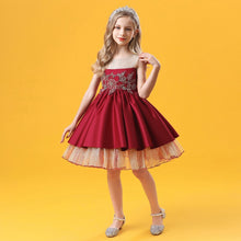 画像をギャラリービューアに読み込む, 110-160cm 女の子用フォーマルイベントドレス ビーズ付きゴールドチュール パフィープリンセスドレス
