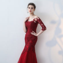 Load image into Gallery viewer, Elegant Off Shoulder Half Sleeve Lace Long Mermaid Evening Dresses Bridal Wedding Dress
