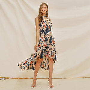 Hot selling Amazon summer sleeveless casual maxi dress floral print