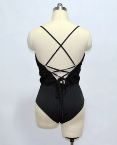 Fashion thong black lace bodysuit