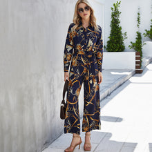 Load image into Gallery viewer, 2022 Autumn Wide Leg Printed Shirt Style Jumpsuit

