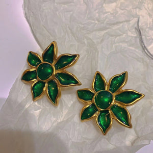 Elegant Equisite Mediaeval Vintage Colorful Enamel Flower Earrings