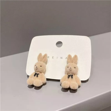 Load image into Gallery viewer, S925 Silver Needle Winter Autumn Cute Flocking Cute Animal Hare Small Stud Earrings

