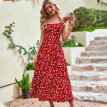 Load image into Gallery viewer, 2022 Summer Square Neck Sexy Polka Dot Midi Flare Casual Dress
