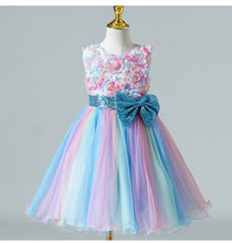 Load image into Gallery viewer, 110-150cm Gilrs Sleeveless 3D Flower Puffy Dance Performance Dress
