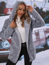 Load image into Gallery viewer, Spring Autumn Woman Hooded Oversized Plush Faux Sherpa Shearling Cardigan
