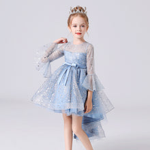 画像をギャラリービューアに読み込む, 110-160cm 女の子用ベルスリーブ ロングトレイン レッド プリンセス イベント パフォーマンス ドレス

