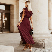 Load image into Gallery viewer, Elegant Beach Long Dress Fashion Slim Sexy Frilled Chiffon Pleat Maxi Casual Dress
