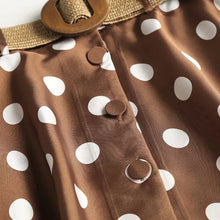 Load image into Gallery viewer, Thick Satin Polka Dot Placket Button Up Flare Midi Skirt
