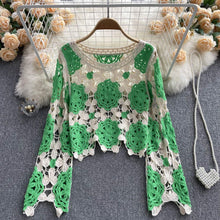 Load image into Gallery viewer, Oversized Crochet Long Sleeve Knit Top
