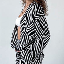 Load image into Gallery viewer, Oversized Black White Stripe Shirt Pants Two Piece Set Casual Homewear Set
