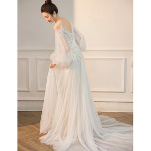 French Style Elegant Fairy Light Bridal Wedding Dress