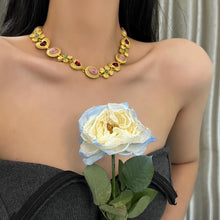 Load image into Gallery viewer, Mediaeval Flower Portrait Rhinestone Heart Shape Necklace Vintage Palace Style Elegant Collarbone Chain Necklace
