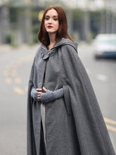 Load image into Gallery viewer, women autumn winter solid color wide hooded cloak
