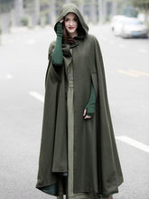 Load image into Gallery viewer, women autumn winter solid color wide hooded cloak
