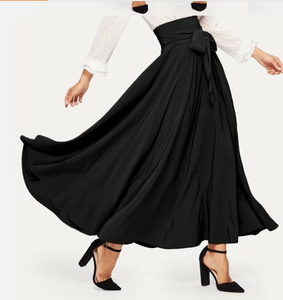 Wholesale factory supply casual woman latest design ladies black plain zip back knot swing maxi skirt long