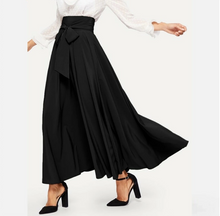 Load image into Gallery viewer, Wholesale factory supply casual woman latest design ladies black plain zip back knot swing maxi skirt long
