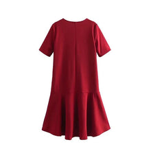 Load image into Gallery viewer, Two Colorway Mermaid Hem Round Neck Solid Casual Dress
