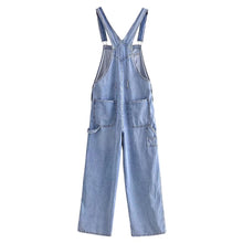 Charger l&#39;image dans la galerie, Denim Suspender Trousers High Waist Overalls Jumpsuit
