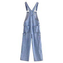 Load image into Gallery viewer, Denim Suspender Trousers High Waist Overalls Jumpsuit
