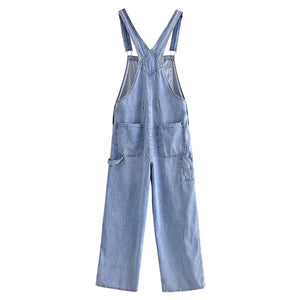 Denim Suspender Trousers High Waist Overalls Jumpsuit