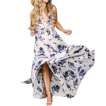 Laden Sie das Bild in den Galerie-Viewer, V-neck sleeveless maxi floral print boho dress
