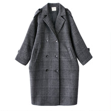 Load image into Gallery viewer, Oversized Plaid Tweed Midi Overcoat
