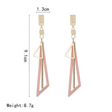 Load image into Gallery viewer, Geommetrical Triangle Elegant Colorful Stud Dangling Long Earrings
