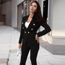 Load image into Gallery viewer, 2022 Autumn Winter New Design Ladies Casual Proffessional OL Elegant Blazer Pants Two Piece Set Suit
