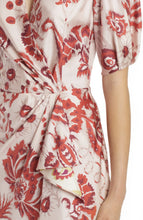 Load image into Gallery viewer, Short Puff Sleeve Ruched Floral DVF Ruffle Draped Midi Mermaid Casual Dress
