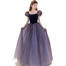 Load image into Gallery viewer, Fancy Puff Sleeve Velvet Spliced Tulle Glittering Princess Performance Birthday Party Event Dresses
