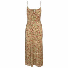Load image into Gallery viewer, Three Colorway Vintage Floral Slim Tie Spaghetti Casual Dress
