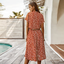 Laden Sie das Bild in den Galerie-Viewer, Summer Short Sleeve Polka Dot Leopard Print Dress
