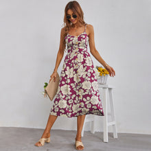 Load image into Gallery viewer, Floral Spaghetti Button Up Hollow Out Backless Casual Dress
